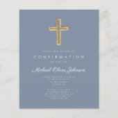 Budget Dusty Blue Cross Bestätigung Einladung (Vorderseite)