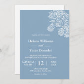 Budget Dusty Blue Drawn Botanical Wedding Einladung (Vorne/Hinten)