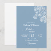 Budget Dusty Blue Drawn Botanical Wedding Einladung (Vorne/Hinten)