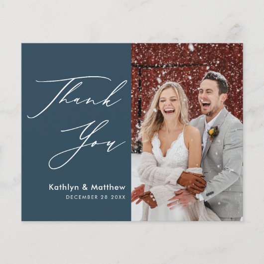 Budget Dusty Blue Elegant Script Wedding Vielen Da Flyer (Vorne)