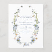 Budget Dusty Blue Elegante Hochzeit Einladung (Vorderseite)