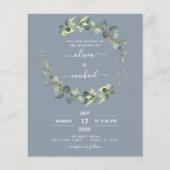 Budget Dusty Blue Eucalyptus Wedding Einladungen (Vorderseite)