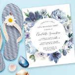 Budget Dusty Blue Floral 30. Geburtstag Einladung<br><div class="desc">Dusty blaue Pfennigfuchser bilden rund um Ihre Geburtstagsparty-Details einen runden Rahmen für diese elegante Einladung.</div>