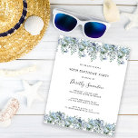 Budget Dusty Blue Floral 50. Geburtstag Einladung<br><div class="desc">Dusty-blaue Wildblumen bilden eine sehr hübsche Ober- und Untergrenze zu dieser Geburtstagsveranstaltung</div>