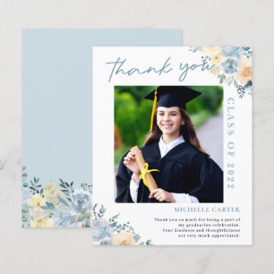 Budget Dusty Blue Floral Abschluss Vielen Dank