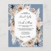 Budget Dusty Blue Floral Boho Hochzeit Einladung (Vorderseite)