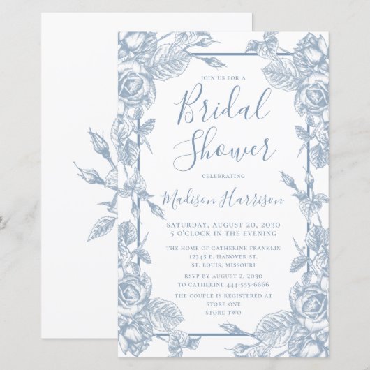 Budget Dusty Blue Floral Brautparty (Vorne/Hinten)