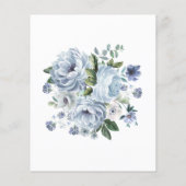 Budget Dusty Blue Floral Brautparty Einladung (Rückseite)