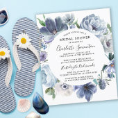 Budget Dusty Blue Floral Brautparty Einladung