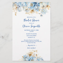 Budget Dusty Blue Floral Brautparty Flyer