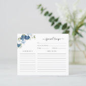 Budget Dusty Blue Floral Brautparty Rezept Card (Stehend Vorderseite)