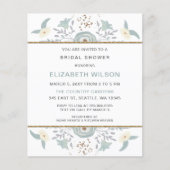 Budget Dusty Blue Floral Bridal Dusche Einladung (Vorderseite)