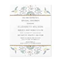 Budget Dusty Blue Floral Bridal Dusche Einladung