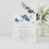 Budget Dusty Blue Floral Bridal Dusche Einladung (Stehend Vorderseite)