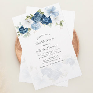 Budget Dusty Blue Floral Bridal Dusche Einladung Briefpapier