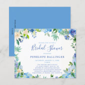 Budget Dusty Blue Floral Bridal Dusche Einladungen (Vorne/Hinten)