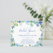 Budget Dusty Blue Floral Bridal Dusche Einladungen (Stehend Vorderseite)