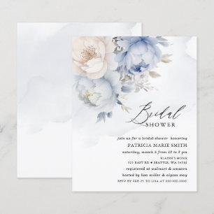 Budget Dusty Blue Floral Bridal Dusche Einladungen