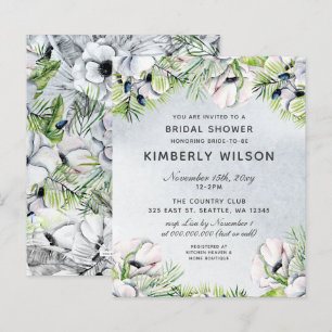 Budget Dusty Blue Floral Bridal Dusche Einladungen