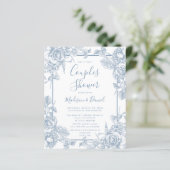 Budget Dusty Blue Floral Couples Dusche (Stehend Vorderseite)