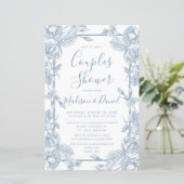 Budget Dusty Blue Floral Couples Dusche (Stehend Vorderseite)
