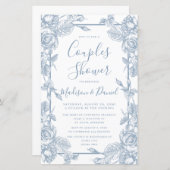 Budget Dusty Blue Floral Couples Dusche (Vorne/Hinten)