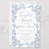 Budget Dusty Blue Floral Couples Dusche (Vorderseite)