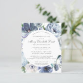Budget Dusty Blue Floral Einladung (Stehend Vorderseite)