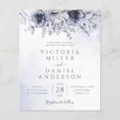 Budget Dusty Blue Floral Elegante Hochzeit Einladu (Vorderseite)