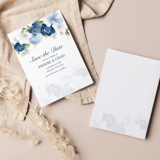 Budget Dusty Blue Floral Eukalyptus Save the Date