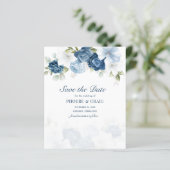 Budget Dusty Blue Floral Eukalyptus Save the Date (Stehend Vorderseite)