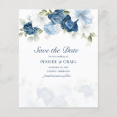 Budget Dusty Blue Floral Eukalyptus Save the Date (Vorderseite)