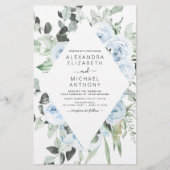 Budget Dusty Blue Floral Greenerity Wedding (Vorderseite)