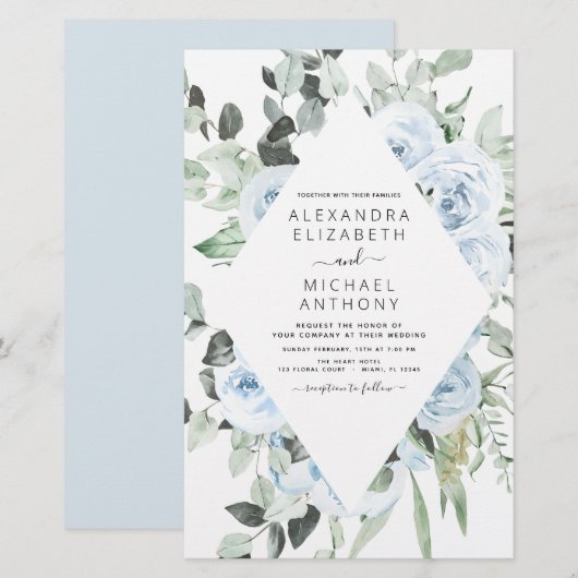 Budget Dusty Blue Floral Greenerity Wedding (Vorne/Hinten)