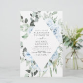 Budget Dusty Blue Floral Greenerity Wedding (Stehend Vorderseite)
