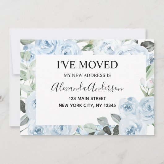 Budget Dusty Blue Floral Moving Ankündigung (Vorderseite)