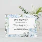 Budget Dusty Blue Floral Moving Ankündigung (Stehend Vorderseite)