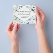 Budget Dusty Blue Floral Moving Ankündigung Flyer (Gruppe)