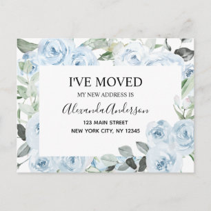 Budget Dusty Blue Floral Moving Ankündigung Postc Postkarte