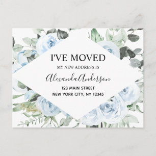 Budget Dusty Blue Floral Moving Ankündigung Postc Postkarte