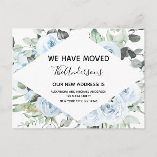 Budget Dusty Blue Floral Moving Ankündigung Postkarte