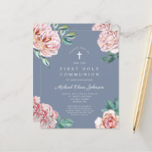 Budget Dusty Blue Floral Peonies Erste Kommune