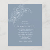 Budget Dusty Blue Floral Sketch Hochzeit Einladung (Vorderseite)
