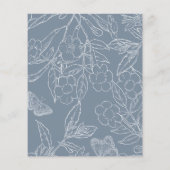Budget Dusty Blue Floral Wappen Einladung (Rückseite)
