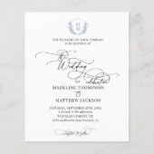 Budget Dusty Blue Floral Wappen Monogram Wedding (Vorderseite)