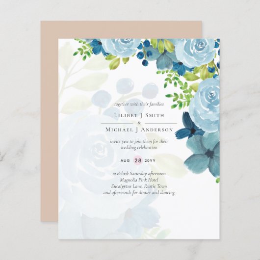 Budget Dusty Blue Floral Wedding (Vorne/Hinten)