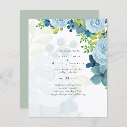 Budget Dusty Blue Floral Wedding (Vorne/Hinten)