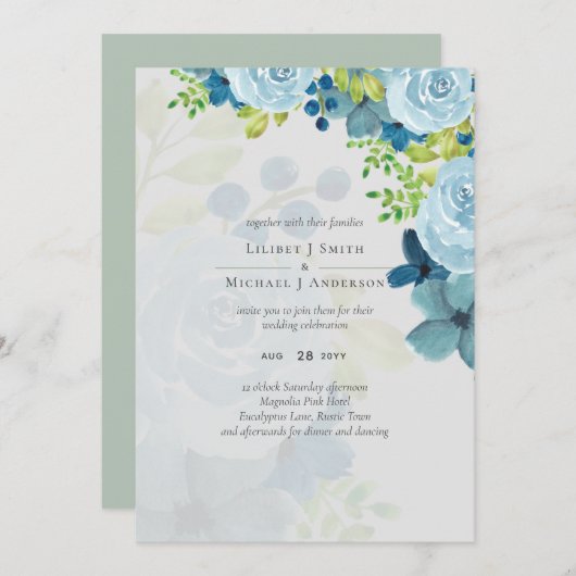 Budget Dusty Blue Floral Wedding (Vorne/Hinten)