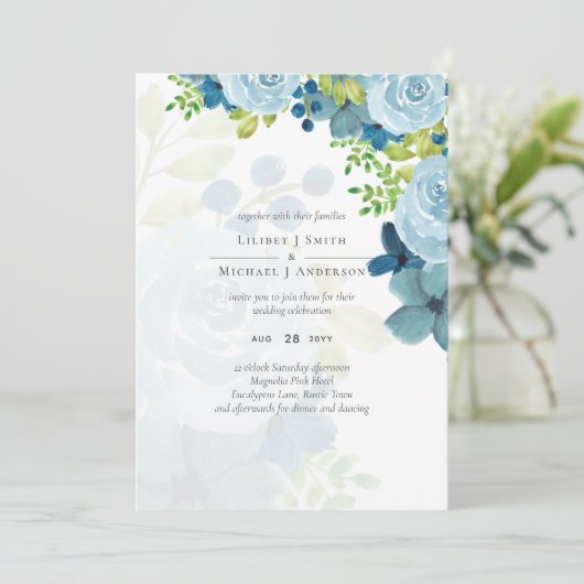 Budget Dusty Blue Floral Wedding (Stehend Vorderseite)