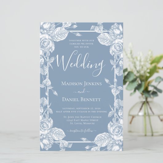 Budget Dusty Blue Floral Wedding (Stehend Vorderseite)